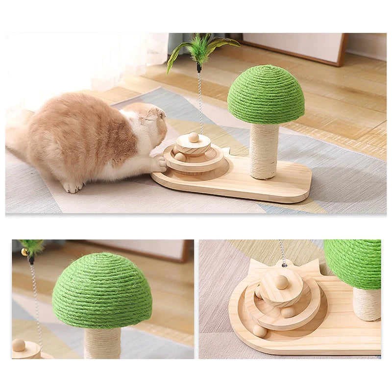 Pet Tree Scratching Post with Toy – Sisal Post and Rolling Ball Play Set