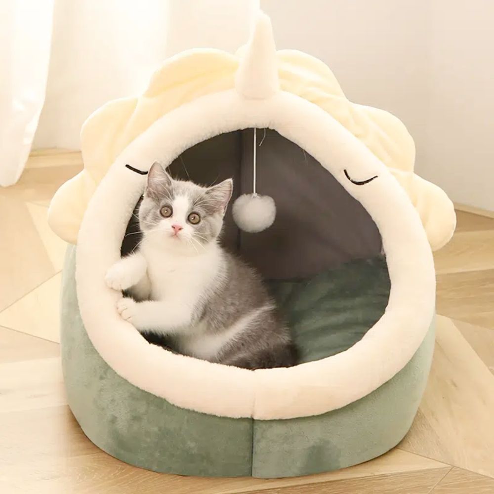 Adorable Dinosaur Pet House with Toy – Soft Bed for Cats or Dogs