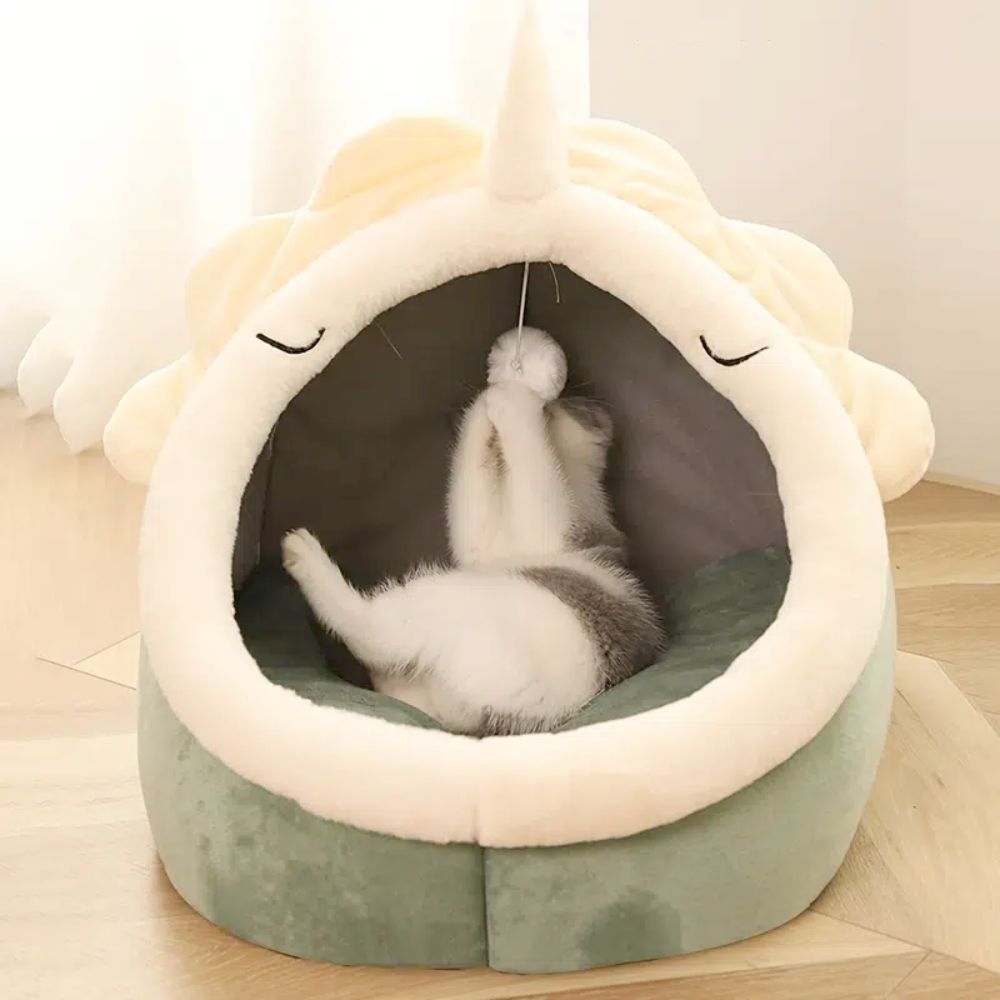 Adorable Dinosaur Pet House with Toy – Soft Bed for Cats or Dogs