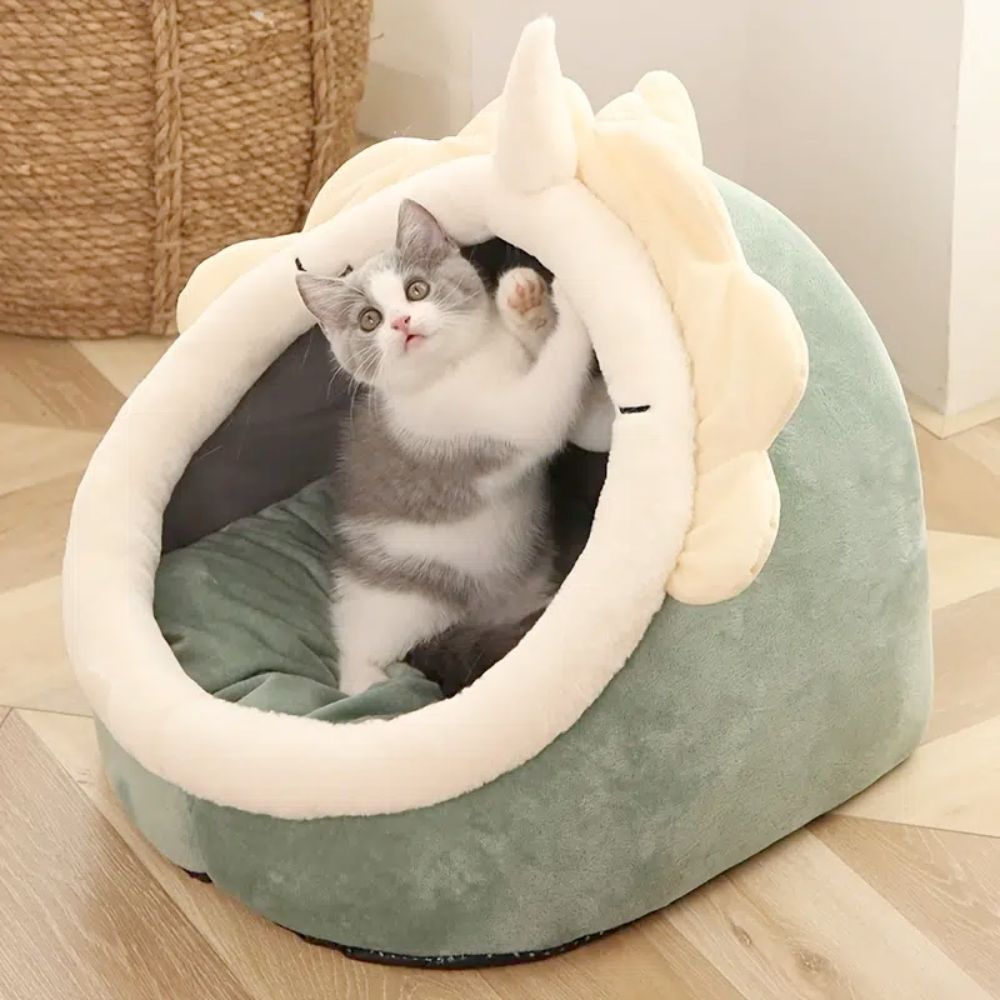 Adorable Dinosaur Pet House with Toy – Soft Bed for Cats or Dogs