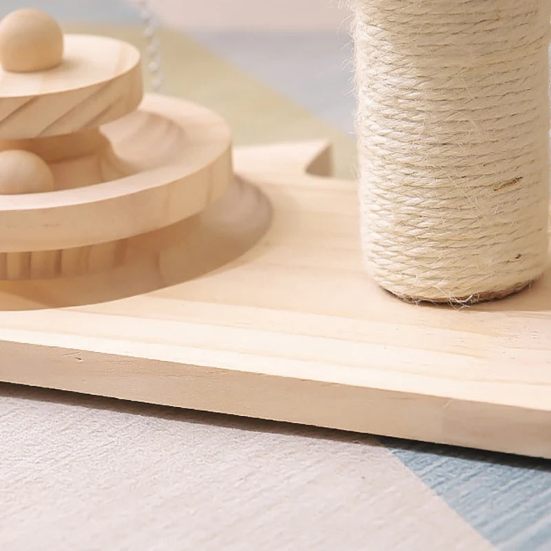Pet Tree Scratching Post with Toy – Sisal Post and Rolling Ball Play Set