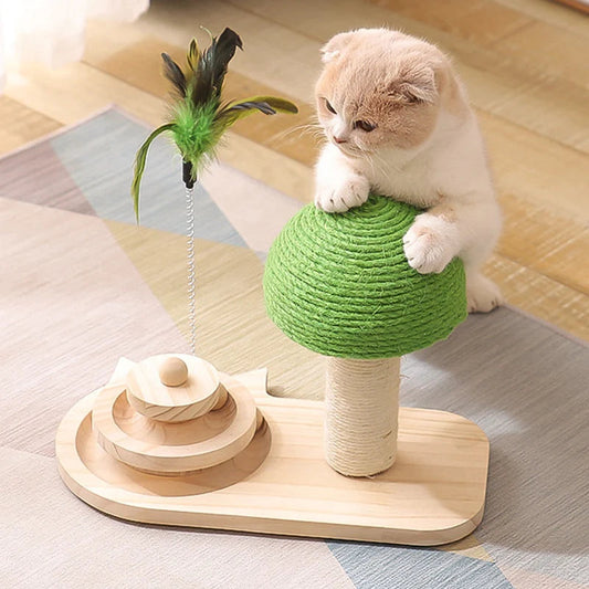 Pet Tree Scratching Post with Toy – Sisal Post and Rolling Ball Play Set