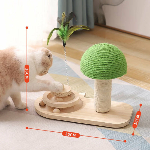 Pet Tree Scratching Post with Toy – Sisal Post and Rolling Ball Play Set