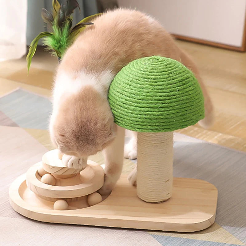 Pet Tree Scratching Post with Toy – Sisal Post and Rolling Ball Play Set