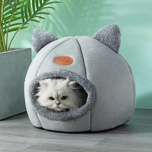 Cozy 2-in-1 Pet House Bed – Soft Detachable Nest with Ears