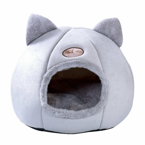 Cozy 2-in-1 Pet House Bed – Soft Detachable Nest with Ears