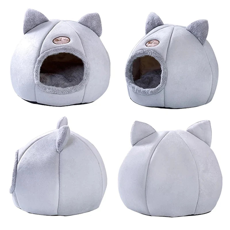 Cozy 2-in-1 Pet House Bed – Soft Detachable Nest with Ears
