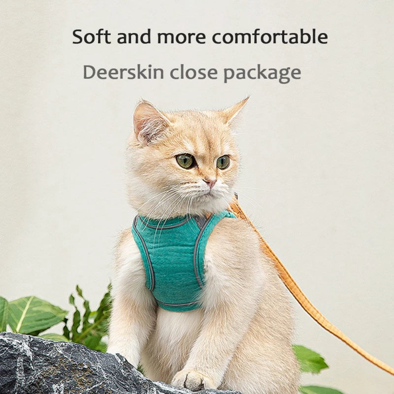 Adjustable Cat Harness and Leash Set – Escape-Proof Reflective Vest
